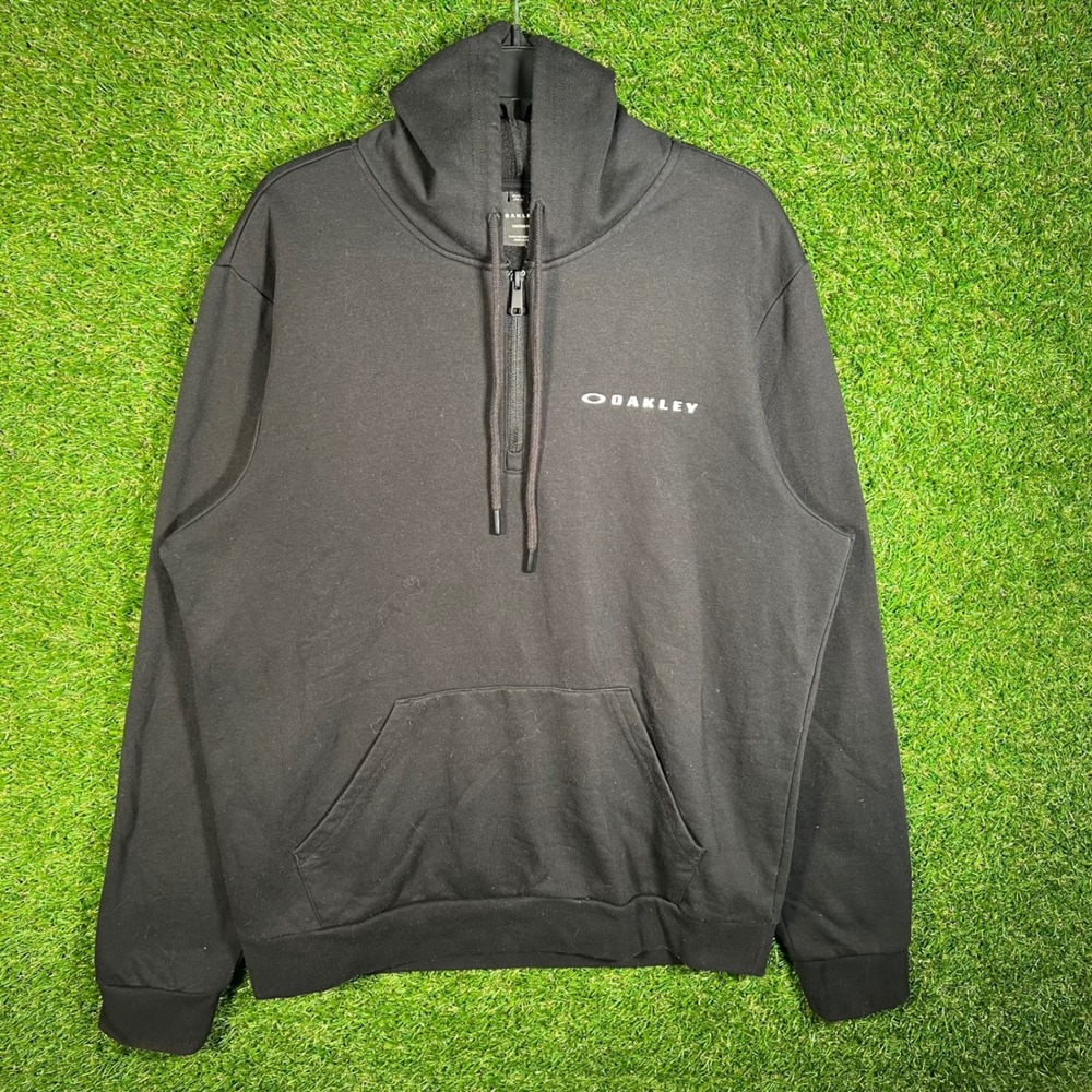 Oakley Mens Quarter Zip Hoodie Black Custom Fit Fleece Pullover L
